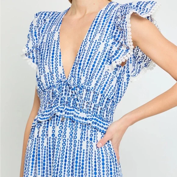 Blue and White Patterned Dress - Picture 4 of 7